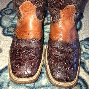 Boulet Hand Tooled Cowgirl Boots - Square Toe